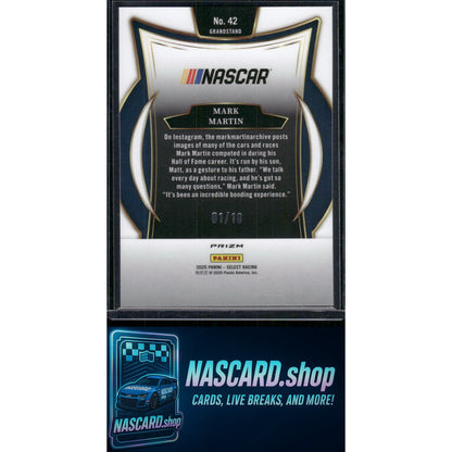 2025 Panini Select Grandstand #42 Mark Martin Gold Prizms #01/10