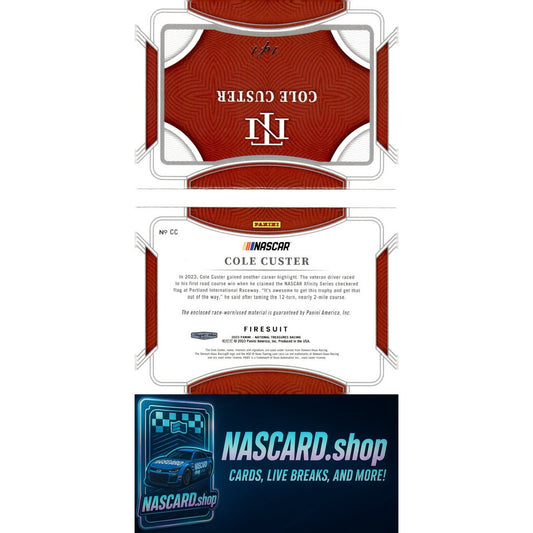 2023 National Treasures Cole Custer Jumbo Firesuit Patch Booklet Dual #1/1