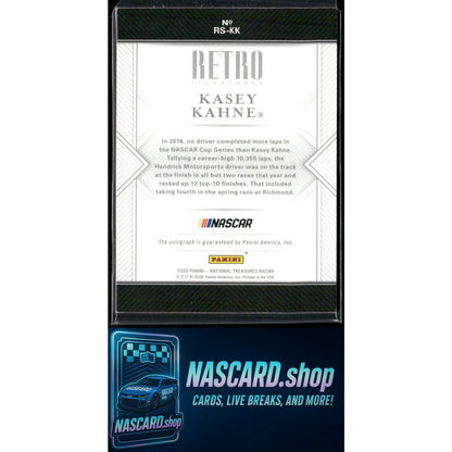 2020 Panini National Treasures Kasey Kahne Retro Signatures Holo Silver #/15