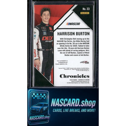 2020 Panini Chronicles #33 Harrison Burton Chronicles Autographs #/50 (RC) - NASCARD.shop