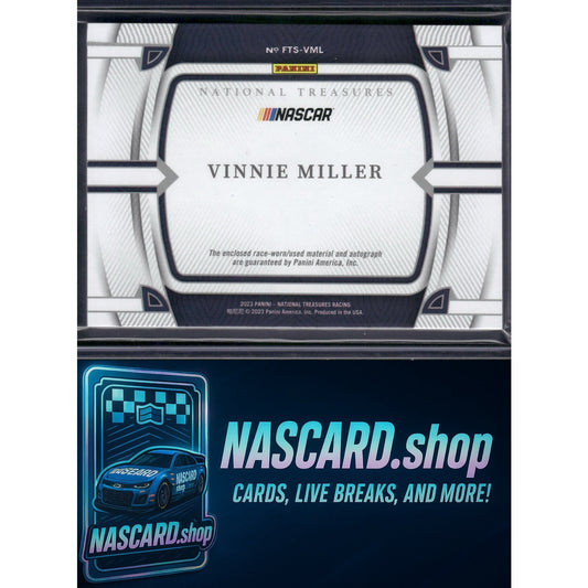 2023 National Treasures Vinnie Miller Firesuit Treasures Signatures Green #/5 - NASCARD.shop