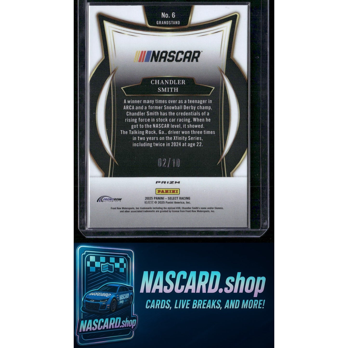 2025 Panini Select #6 Chandler Smith Gold Prizms #/10 - NASCARD.shop