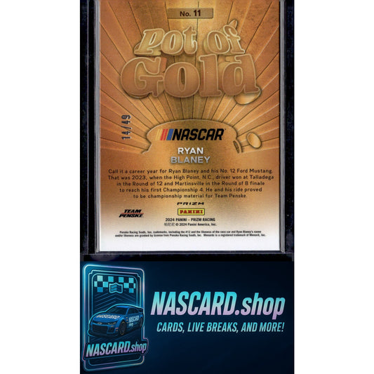 2024 Panini Prizm #11 Ryan Blaney Pot Of Gold Blue #/49 - NASCARD.shop