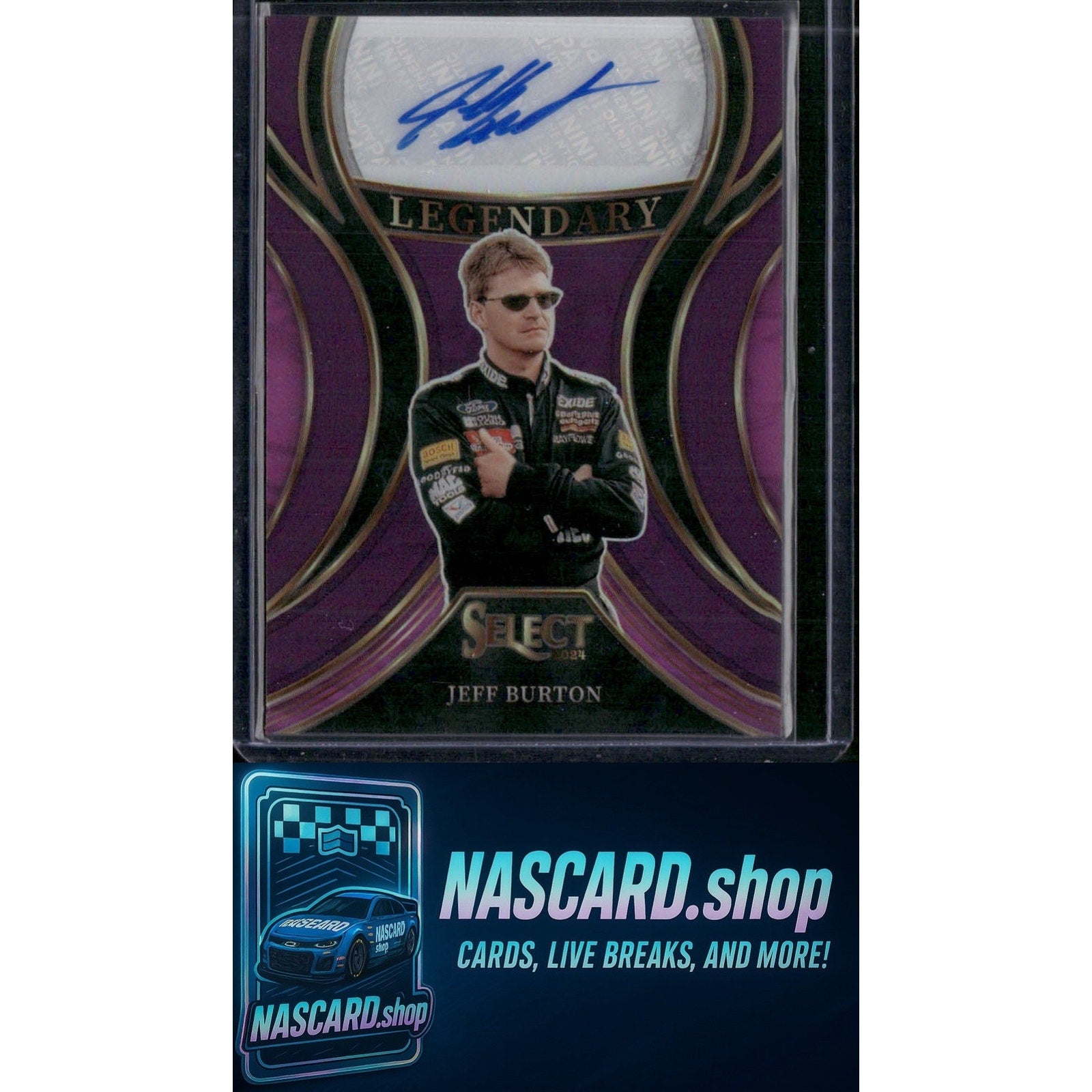 2024 Panini Select #LS-JBT Jeff Burton Legendary Signatures Purple Prizms #/35 - NASCARD.shop