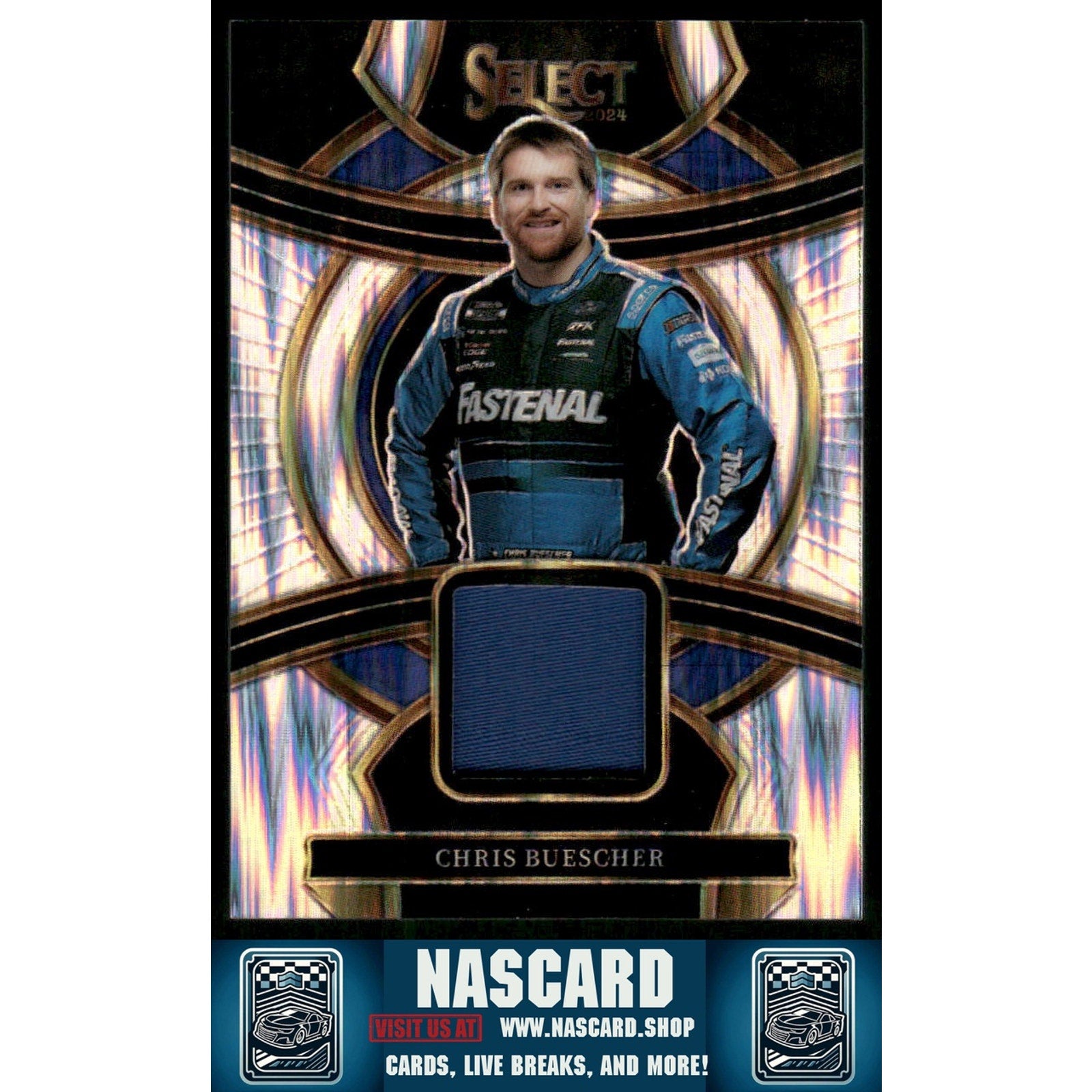 2024 Panini Select #SS-CBS Chris Buescher Selective Swatches Flash Prizms - NASCARD.shop