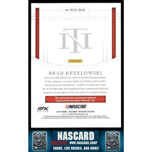 2024 National Treasures Race Used Sheet Metal Brad Keselowski /99