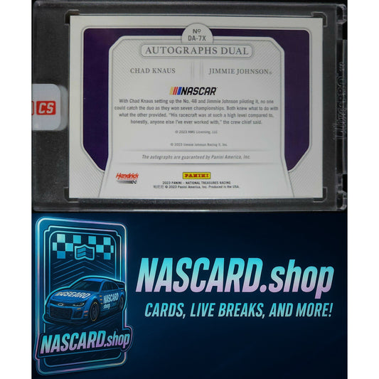 2023 National Treasures #DA-7X Jimmie Johnson Chad Knaus Dual Autographs #/25 - NASCARD.shop