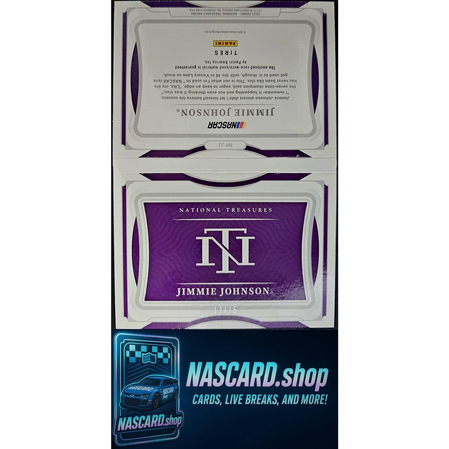 2020 Panini National Treasures Jimmie Johnson Jumbo Tire Booklet Duals #/25