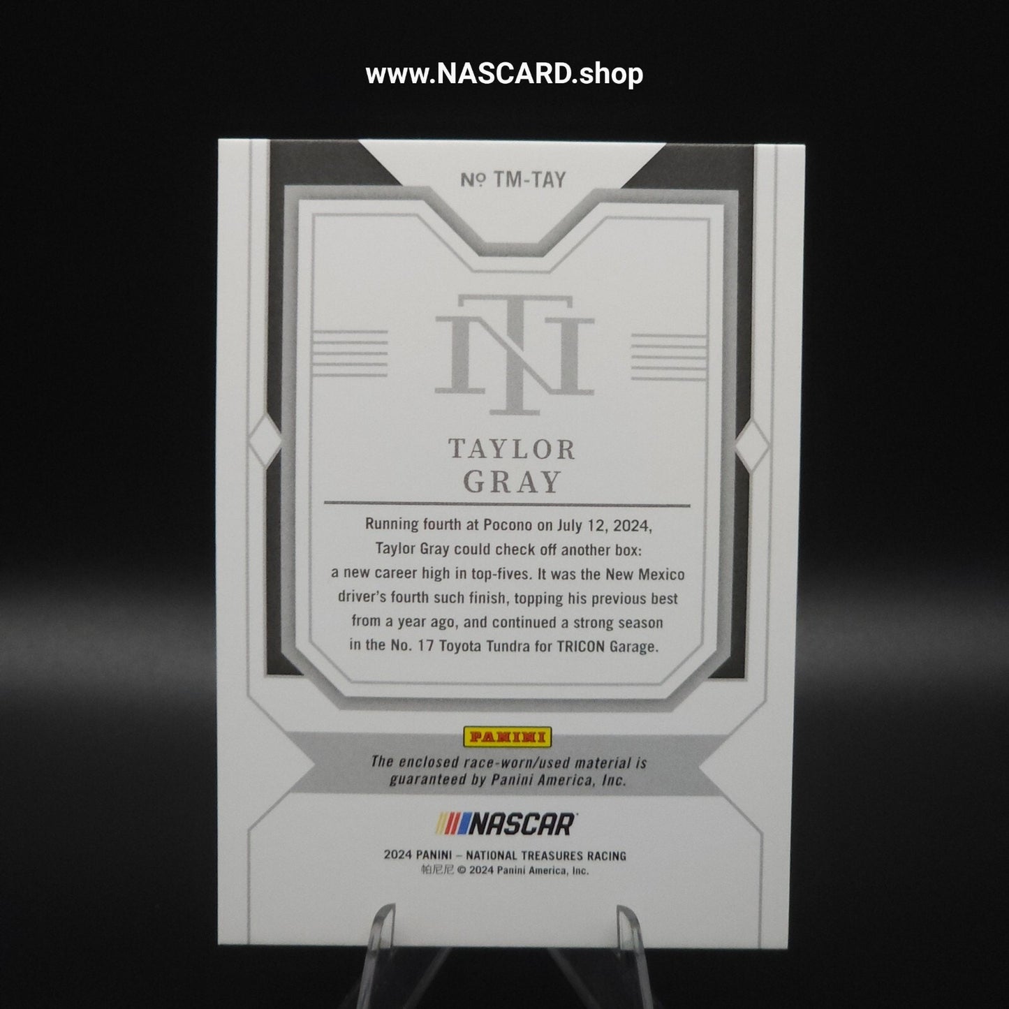 2024 Panini National Treasures Timeline Materials #TM-TAY Taylor Gray /99
