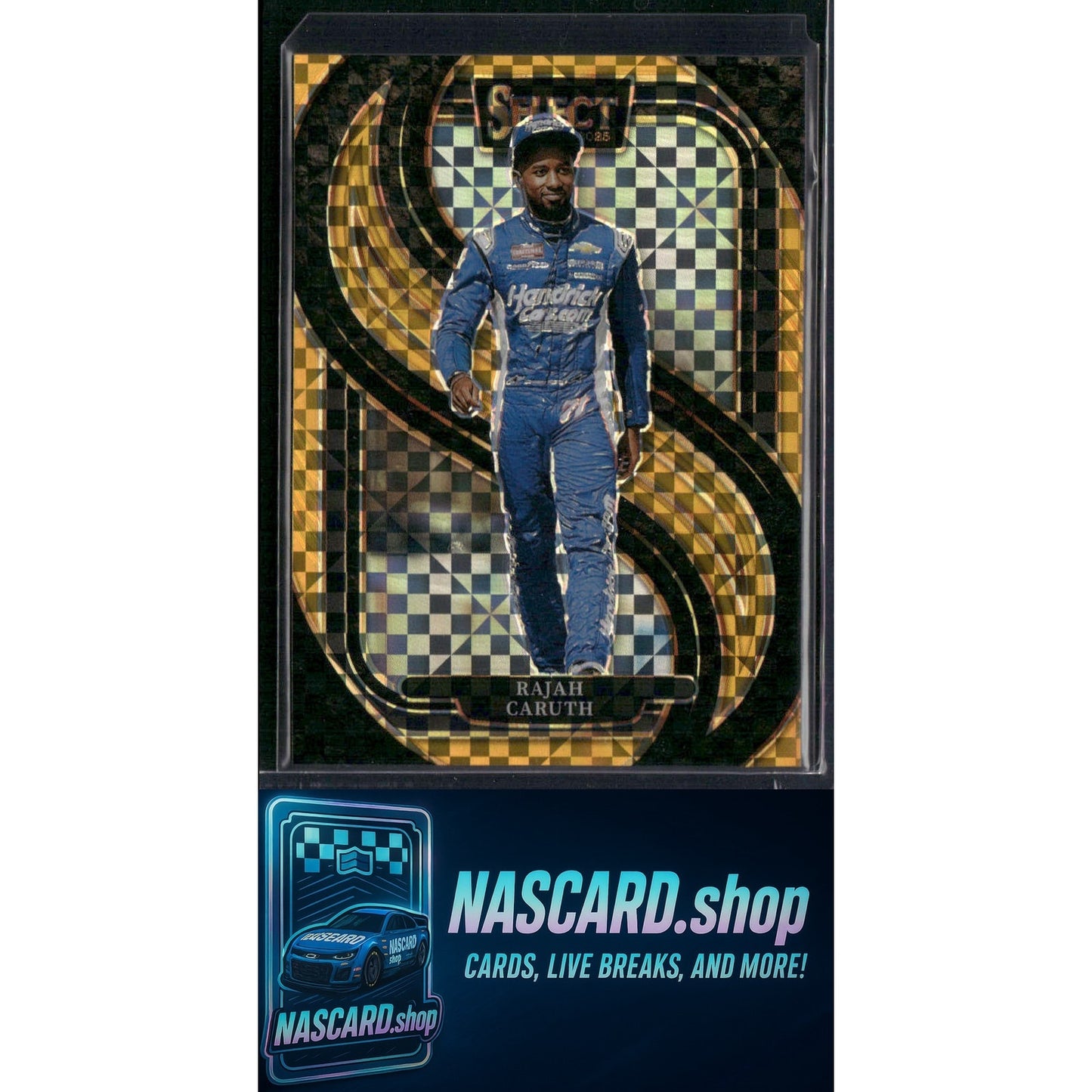 2025 Select Racing #226 Rajah Caruth Trackside Power Plaid Gold Prizms #/13 - NASCARD.shop