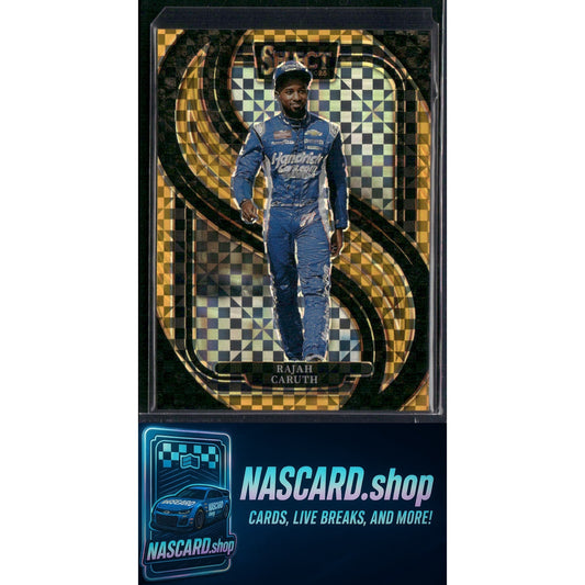 2025 Select Racing #226 Rajah Caruth Trackside Power Plaid Gold Prizms #/13 - NASCARD.shop