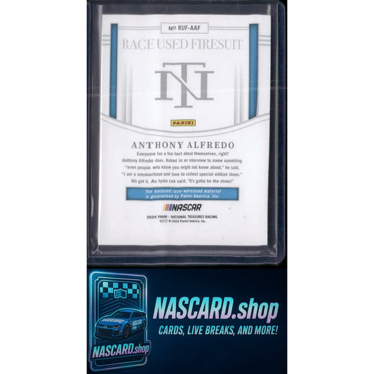 2024 Panini National Treasures Anthony Alfredo Race Used Firesuit Blue #/75