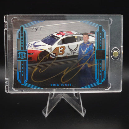 2023 National Treasures Signatures Track Pass Holo Platinum Blue Erik Jones 1/1 NASCARD.shop
