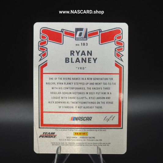 2022 Panini Donruss Racing Retro 1981 #183 Printing Plates Black Ryan Blaney 1/1
