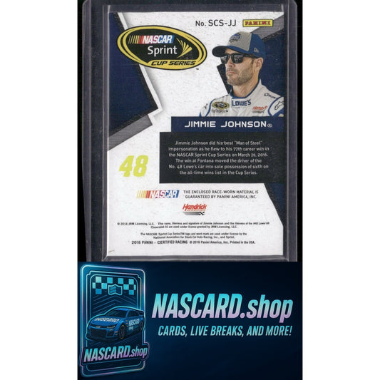 2016 Panini Certified Jimmie Johnson Sprint Cup Swatches Dual Mirror Gold #/25 - NASCARD.shop