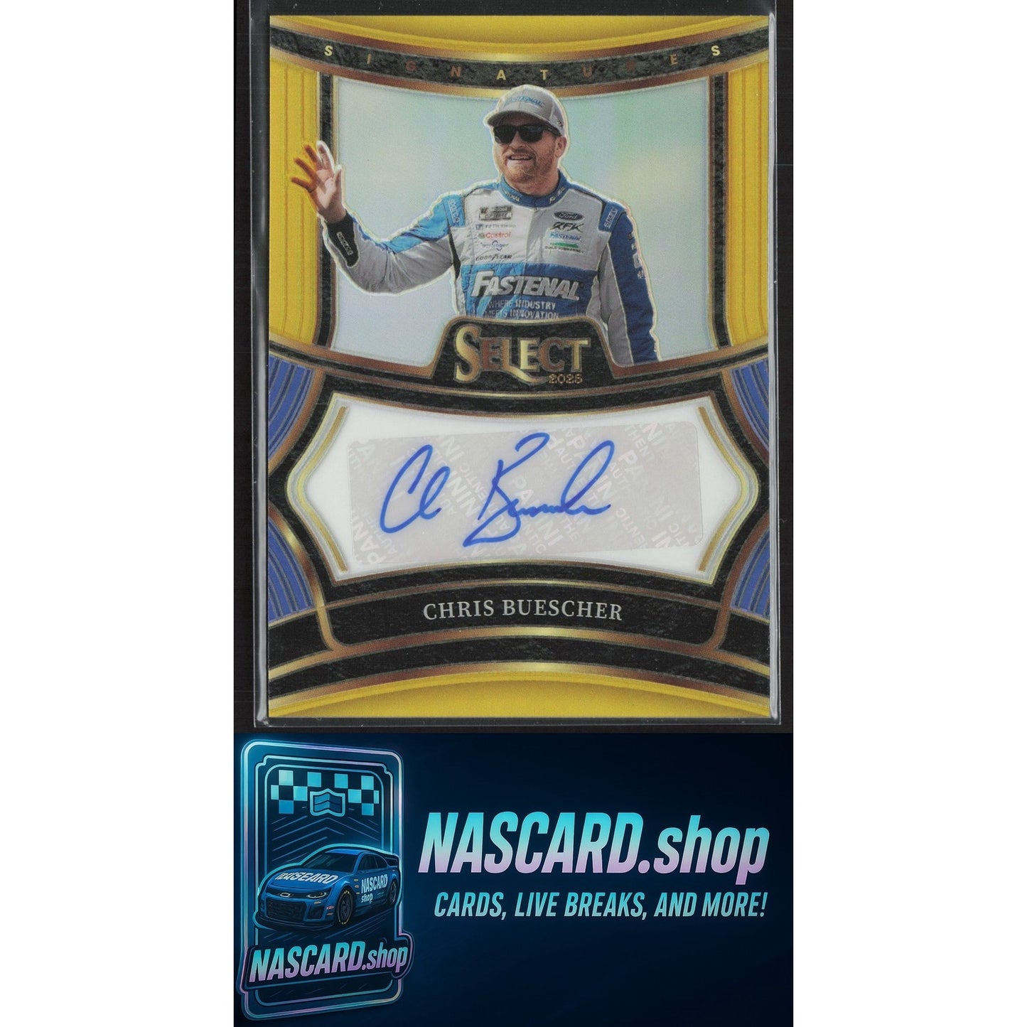2025 Panini Select #S-CBR Chris Buescher Signatures Gold Prizms #/10