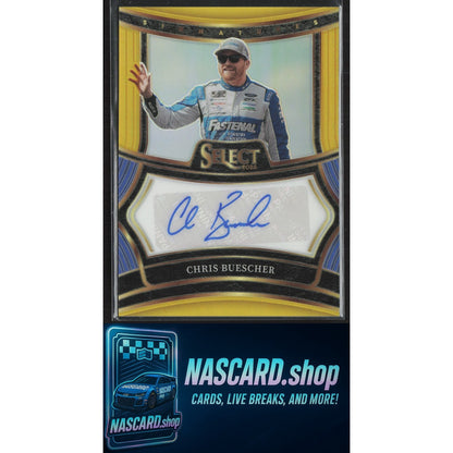 2025 Panini Select #S-CBR Chris Buescher Signatures Gold Prizms #/10