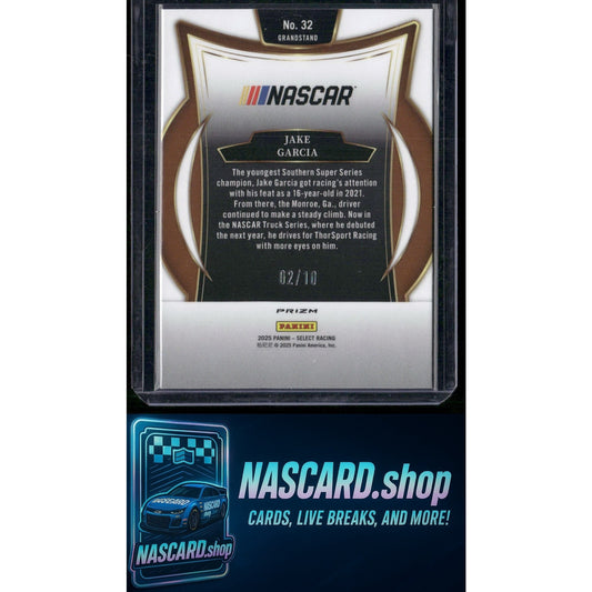2025 Panini Select #32 Jake Garcia Gold Prizms #/10