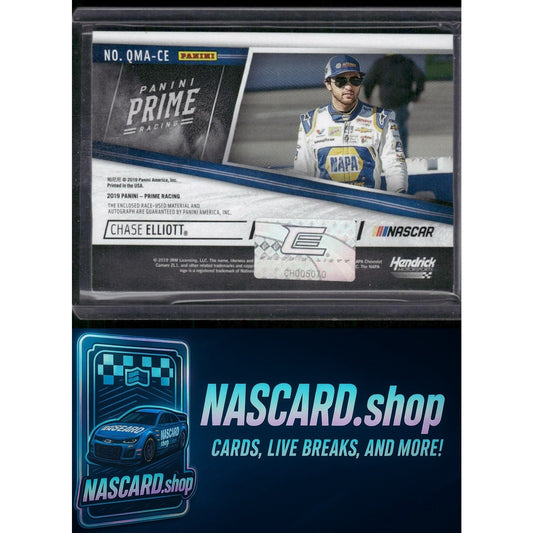 2019 Panini Prime #QMA-CE Chase Elliott Quad Materials Autographs Holo Gold #1/9