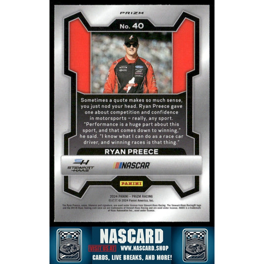 2024 Panini Prizm - Ryan Preece #40 White Sparkle Prizm