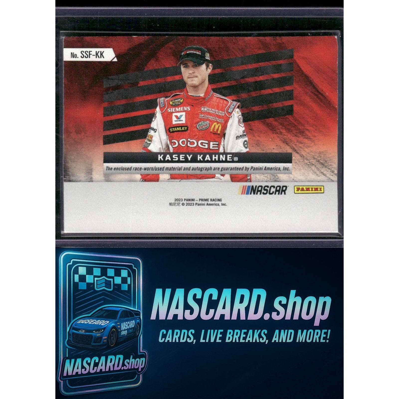 Prime Kasey Kahne Souvenir Signatures Firesuit-Sheet Metal #/25 - NASCARD.shop