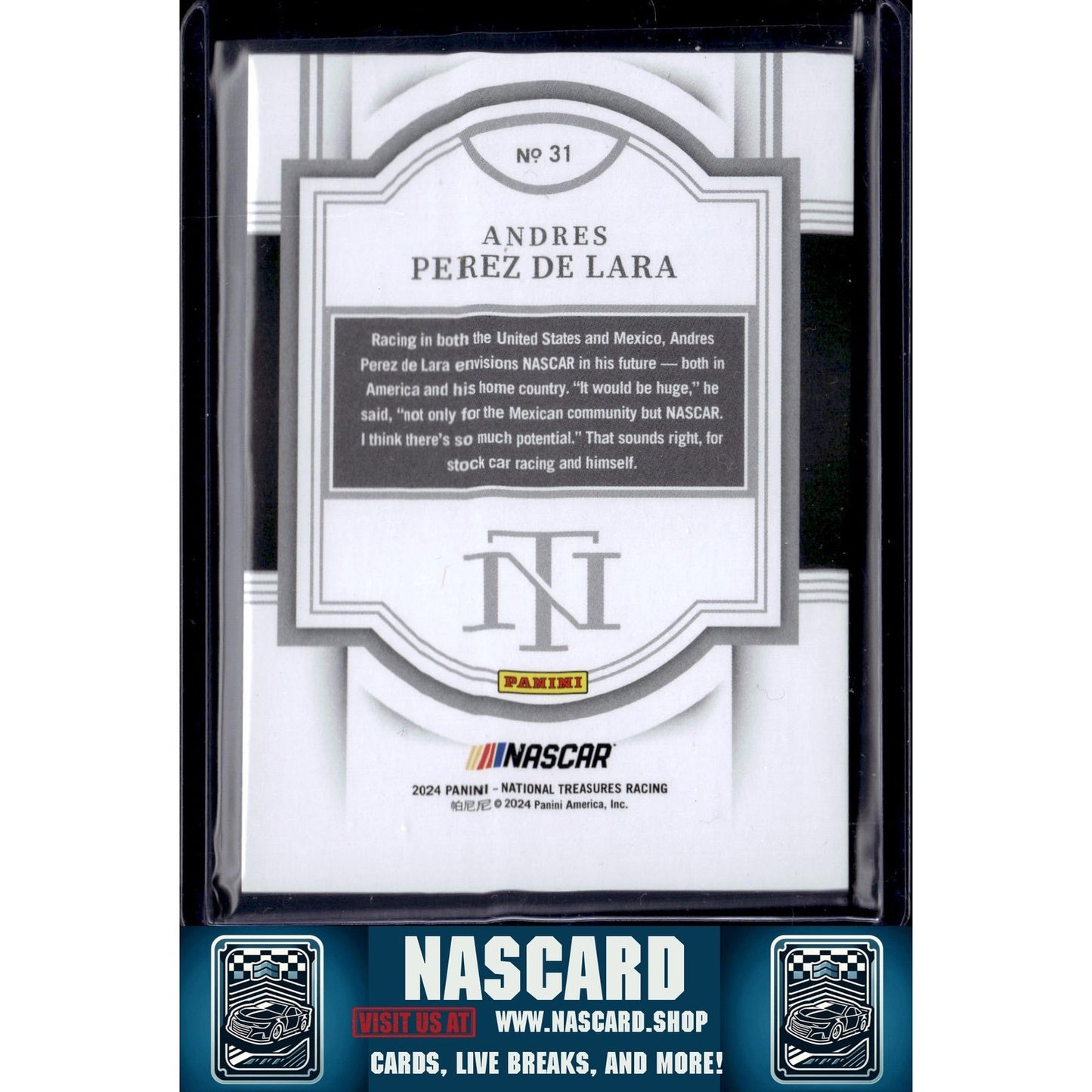 2024 Panini National Treasures #31 Andres Perez De Lara Holo Silver #/25 (RC) - NASCARD.shop