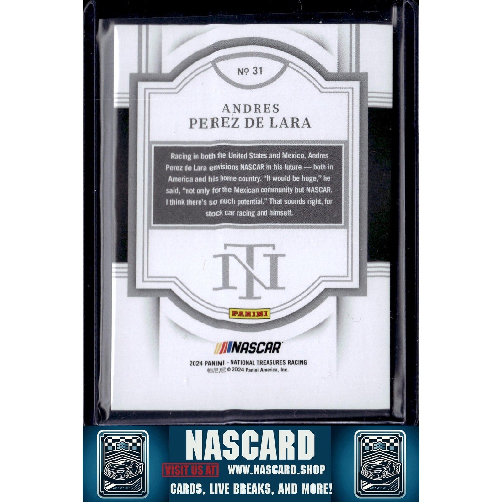 2024 Panini National Treasures #31 Andres Perez De Lara Holo Silver #/25 (RC) - NASCARD.shop