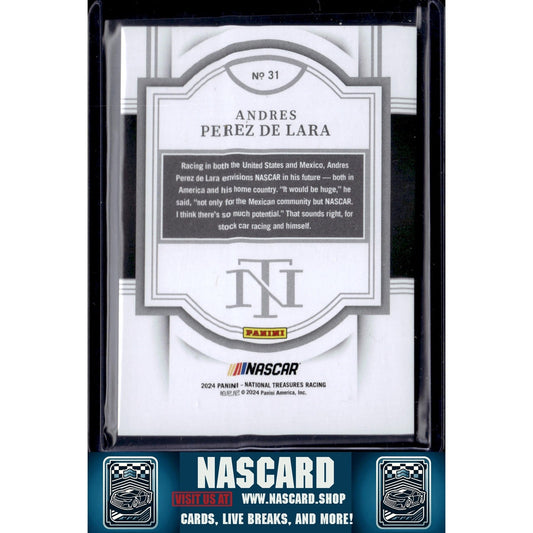 2024 Panini National Treasures #31 Andres Perez De Lara Holo Silver #/25 (RC) - NASCARD.shop