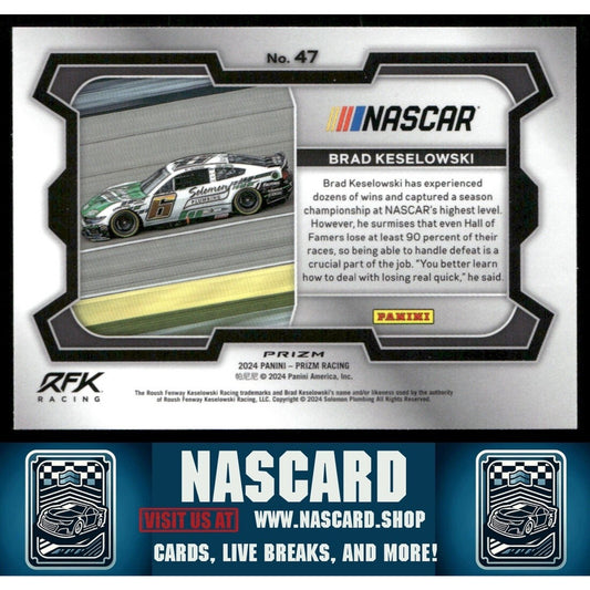 2024 Panini Prizm - Base Rides Brad Keselowski #47 White Sparkle Prizm