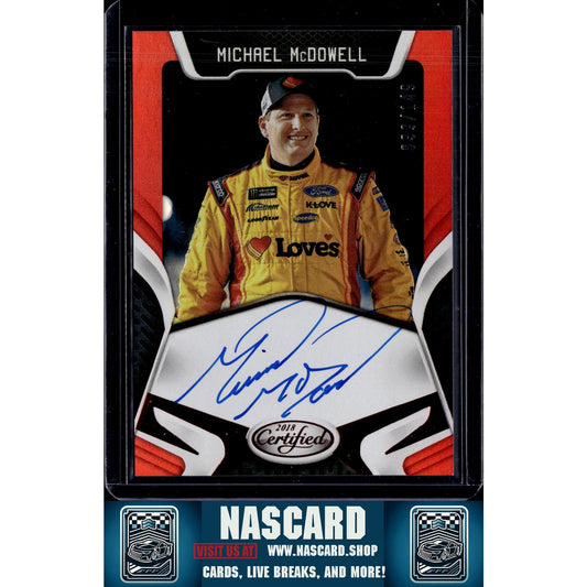 2018 Panini Certified #CS-MM Michael McDowell Certified Signatures Red #/149