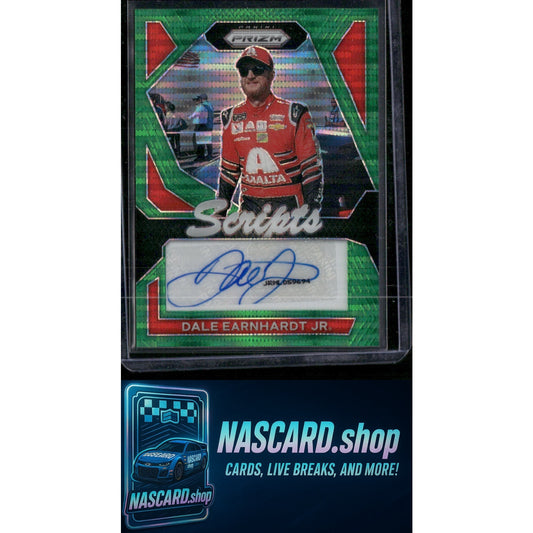2024 Panini Prizm #S-DEJ Dale Earnhardt Jr Scripts Green Pulsar #10/10 - NASCARD.shop