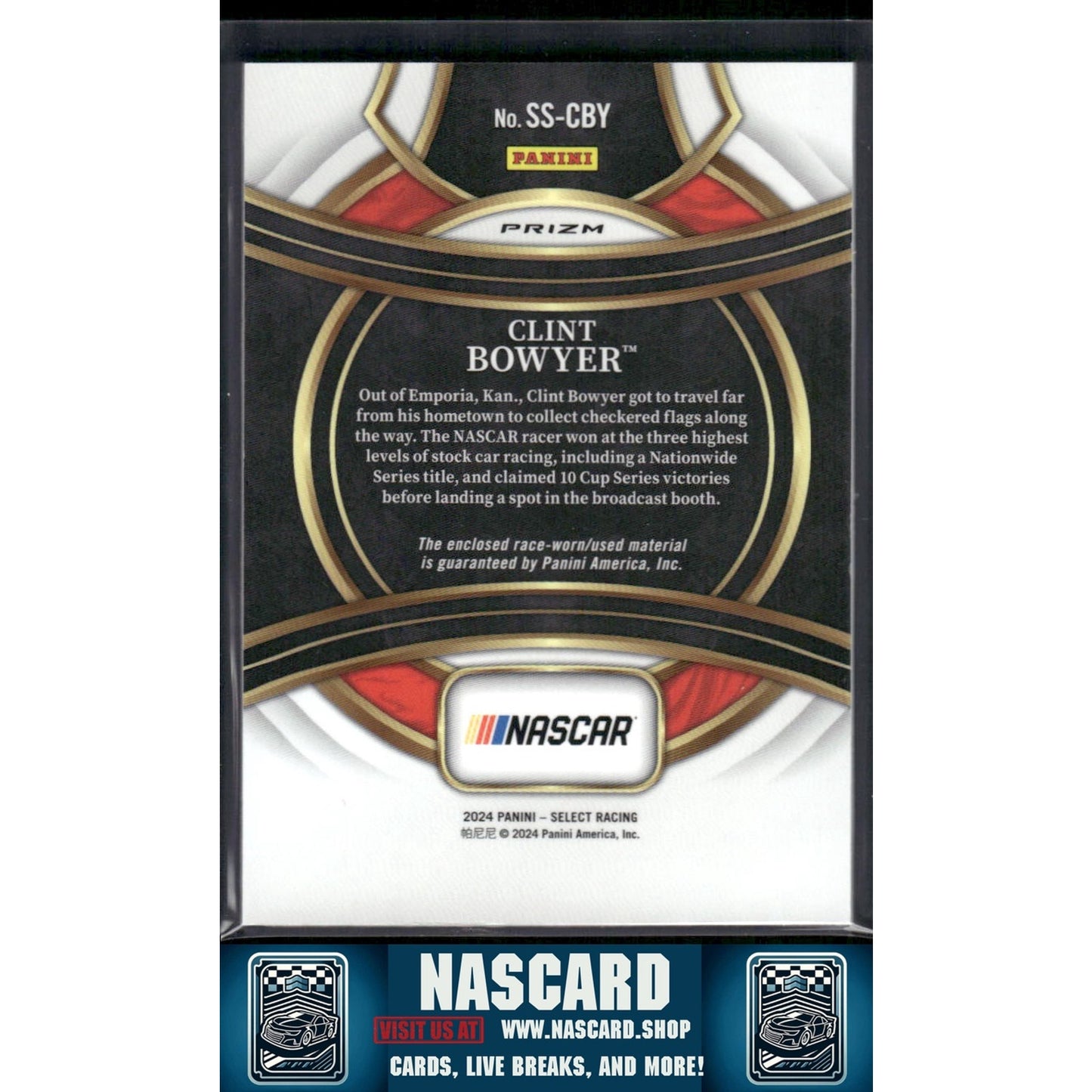 2024 Panini Select #SS-CBY Clint Bowyer Selective Swatches Flash Prizms - NASCARD.shop