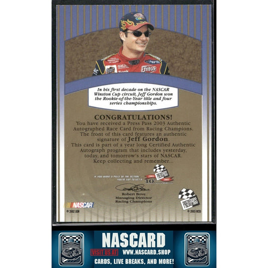 2003 Press Pass Signings Authentic Autograph Jeff Gordon