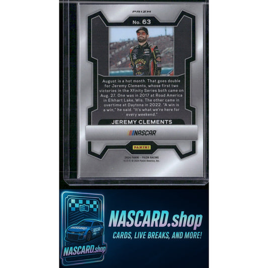 2024 Panini Prizm #63 Jeremy Clements White Sparkle - NASCARD.shop