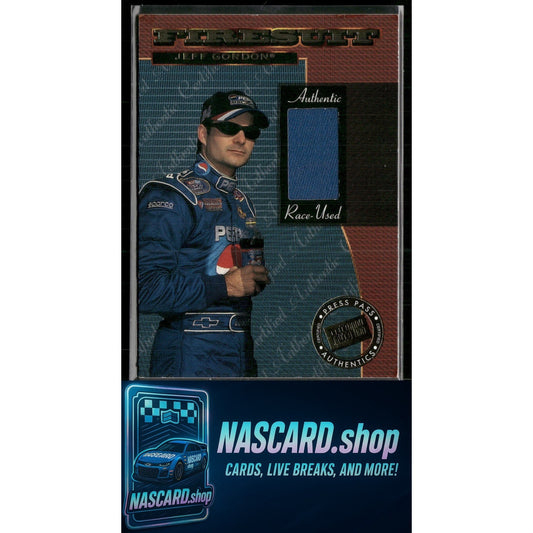 1999 Press Pass Premium #FS 1 Jeff Gordon Race-Used Firesuit Cards #/250 - NASCARD.shop