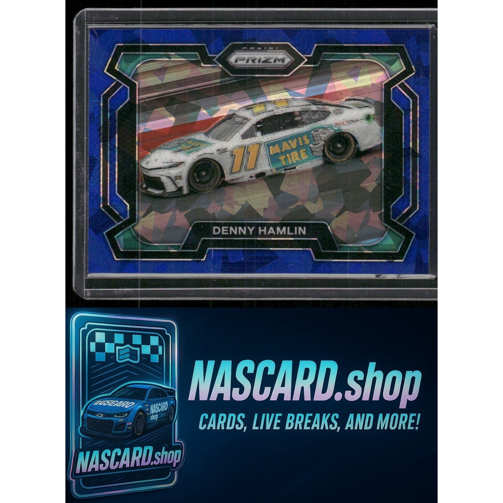 2024 Panini Prizm #98 Denny Hamlin Blue Ice - NASCARD.shop