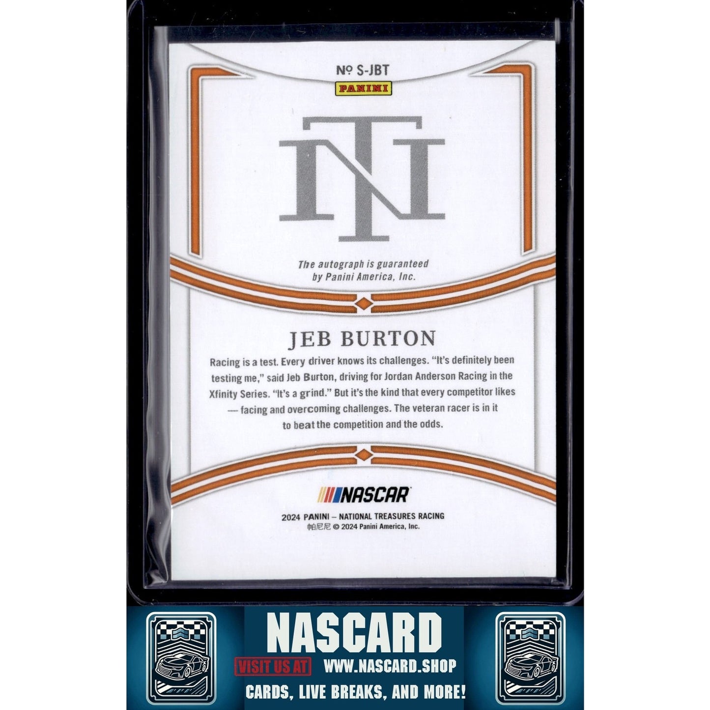 2024 Panini National Treasures #S-JBT Jeb Burton Signatures Holo Silver - NASCARD.shop