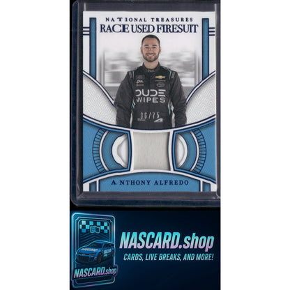2024 Panini National Treasures Anthony Alfredo Race Used Firesuit Blue #/75