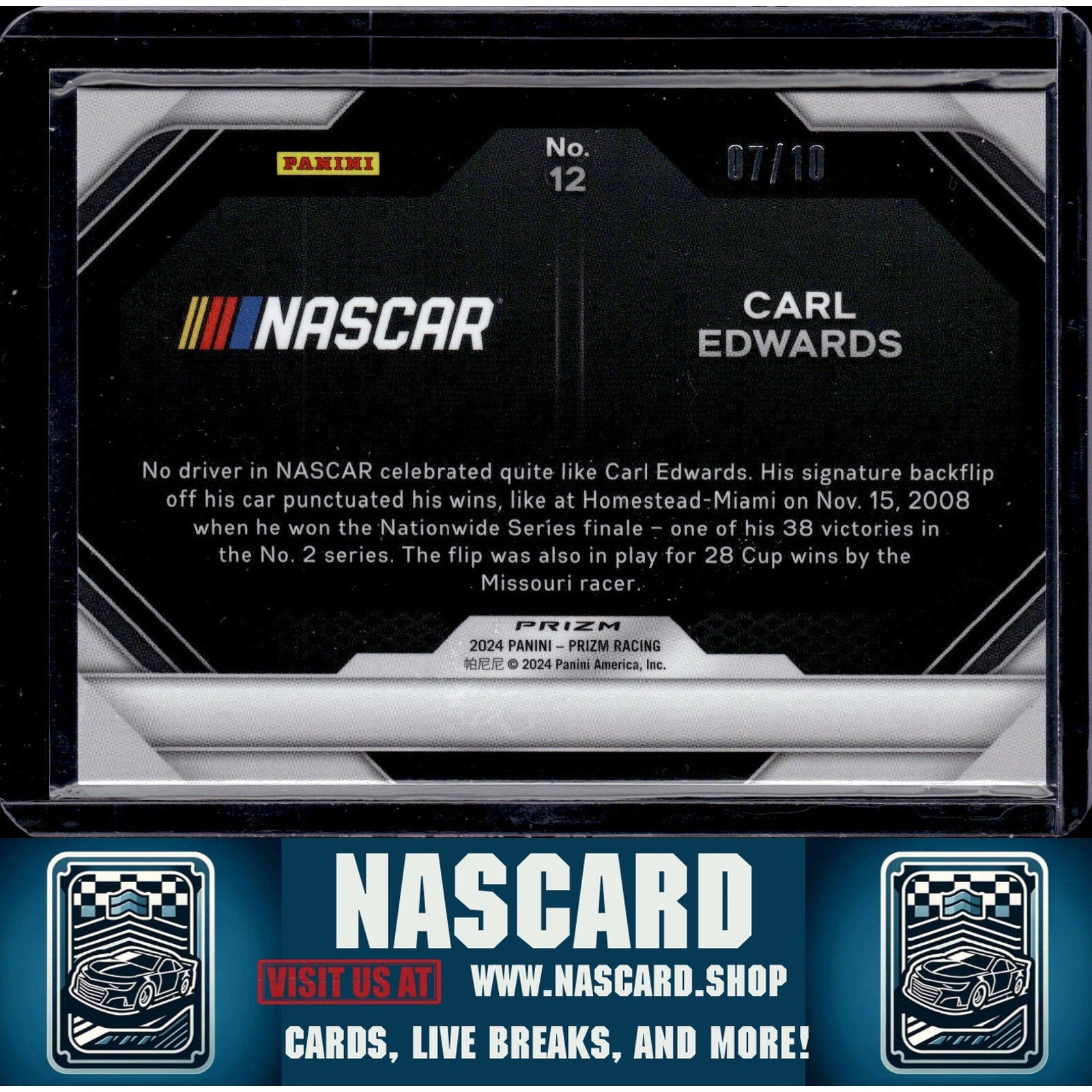 2024 Panini Prizm #12 Carl Edwards Victory Lane Gold #/10 - NASCARD.shop