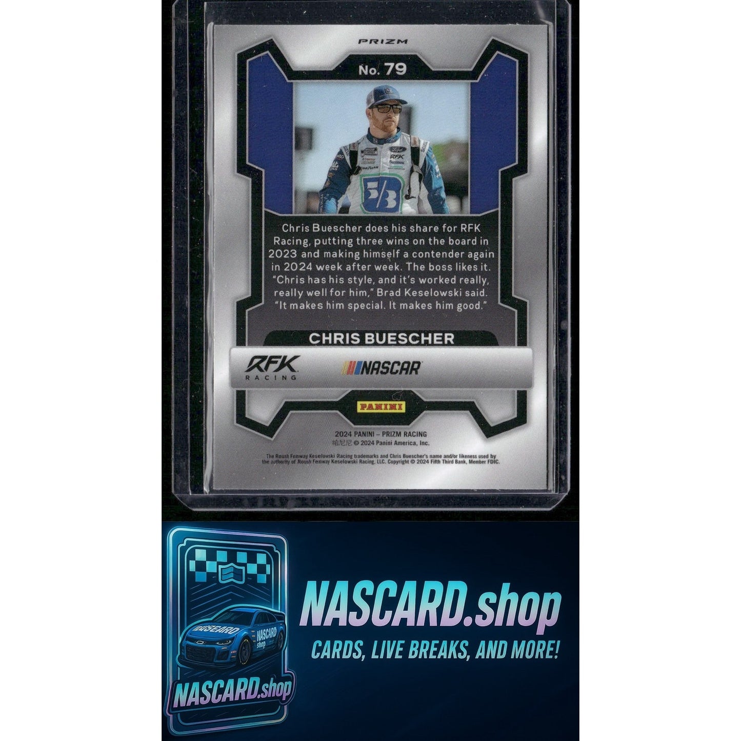 2024 Panini Prizm #79 Chris Buescher White Sparkle