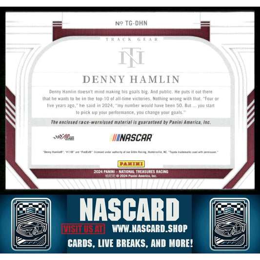 2024 Panini National Treasures #TG-DHN Denny Hamlin Track Gear