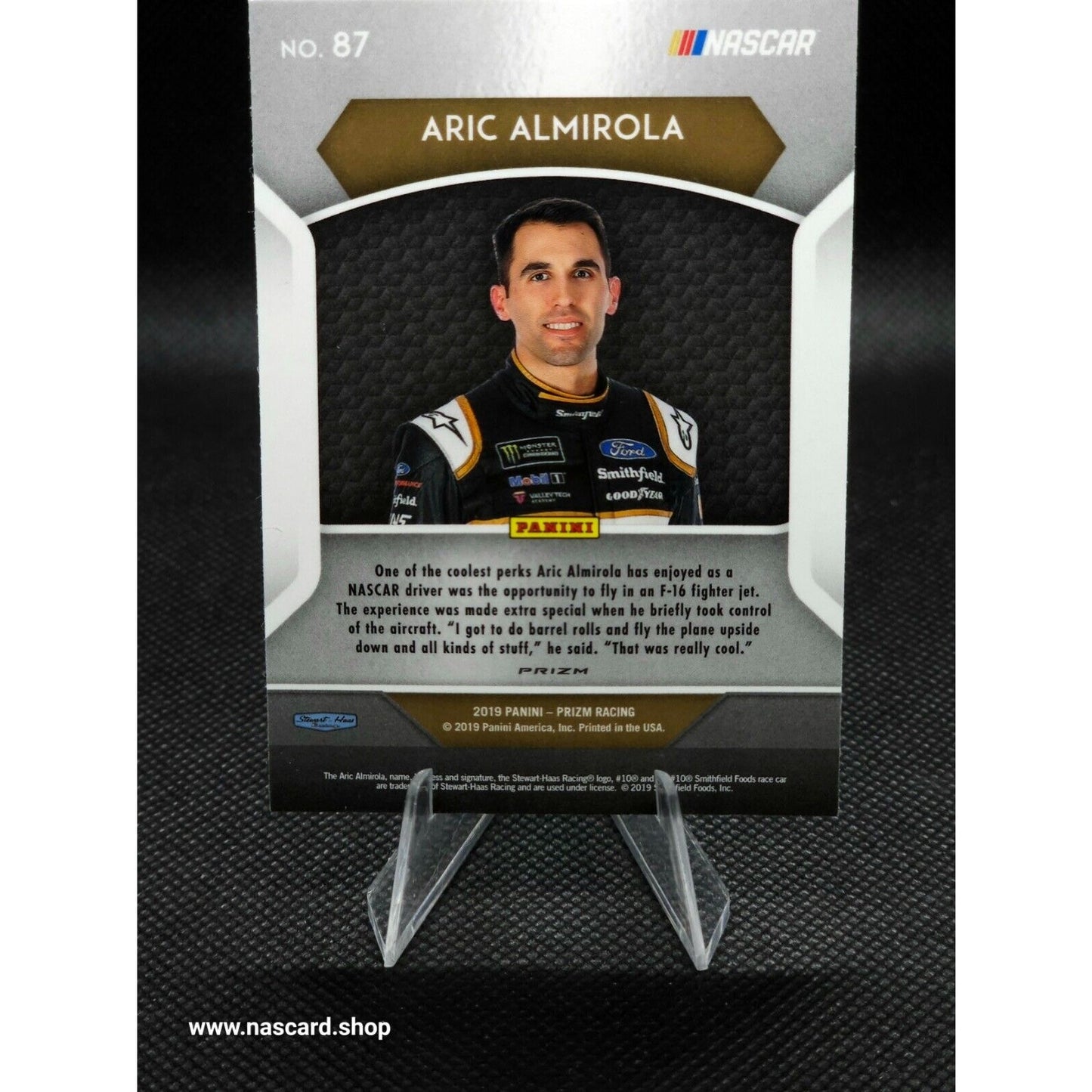 2019 Panini Prizm Power Train White Sparkle Prizm #87 Aric Almirola - NASCARD.shop