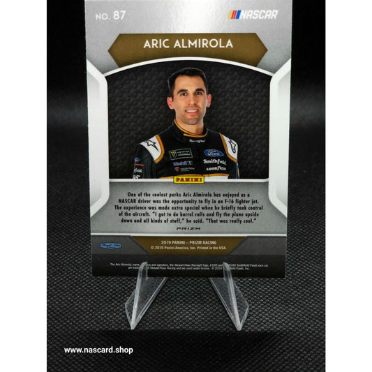 2019 Panini Prizm Power Train White Sparkle Prizm #87 Aric Almirola