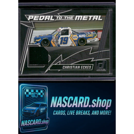 2025 Donruss #PM-CES Christian Eckes Pedal to the Metal Materials
