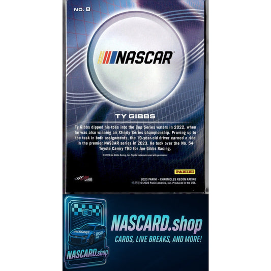 2023 Panini Chronicles #8 Ty Gibbs Recon Holo Platinum Blue #1/1