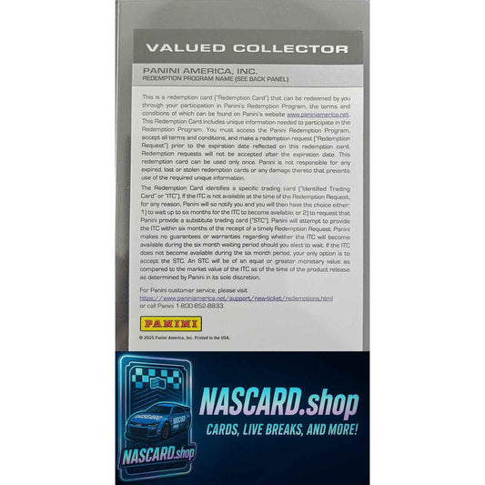 2025 Panini Select #LS-JNK Joe Nemechek Legendary Signatures REDEMPTION