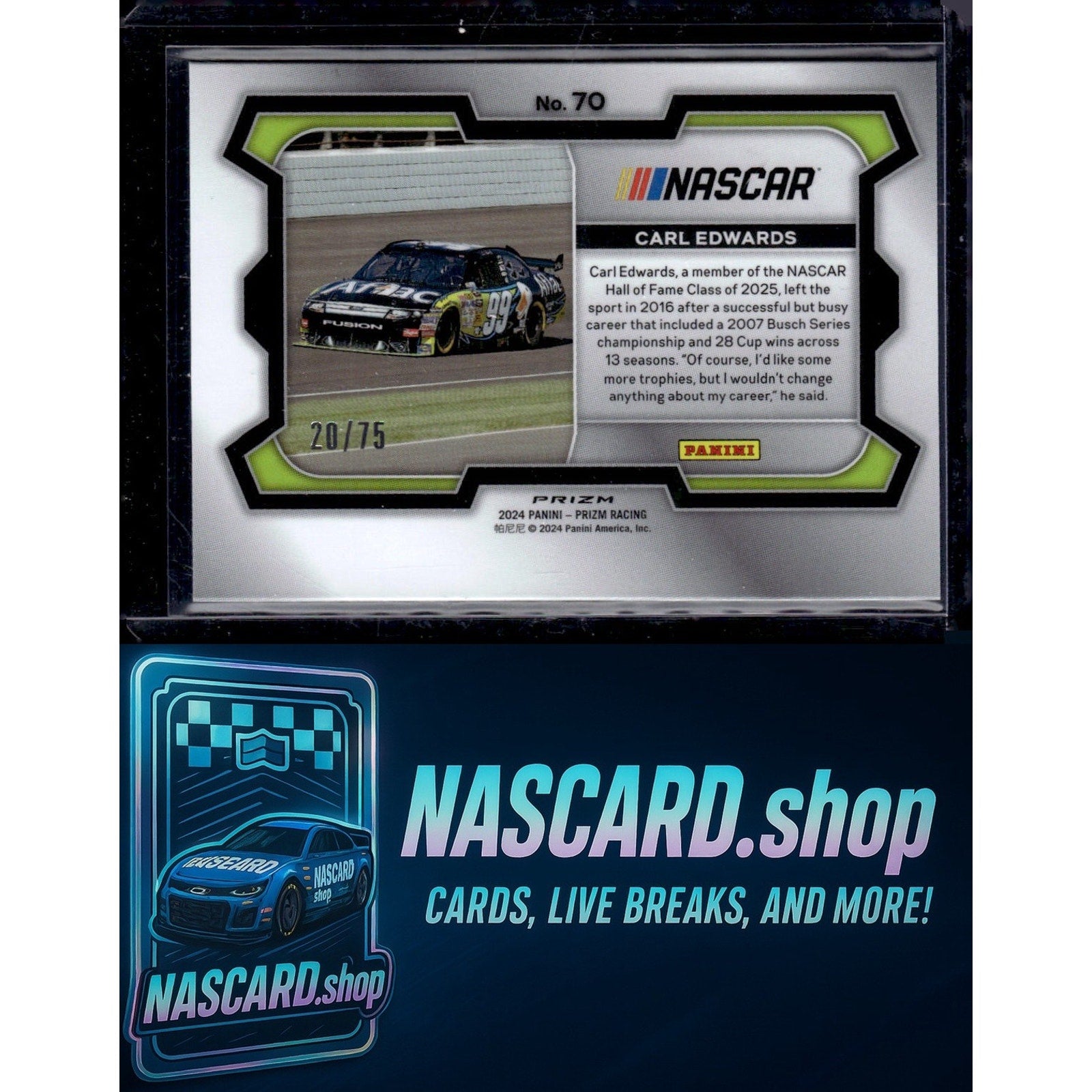 2024 Panini Prizm #70 Carl Edwards Checkered Flag #/75 - NASCARD.shop