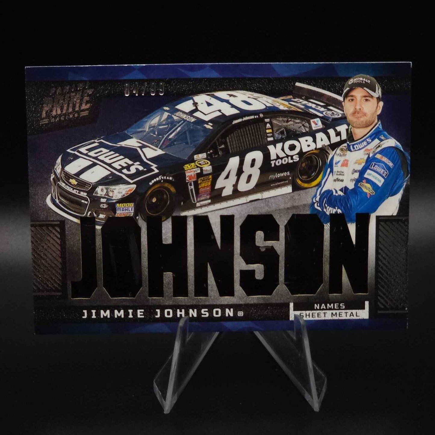 2023 Panini Prime - Names Jimmie Johnson #N-JJO Sheet Metal 04 /99 (MEM) - NASCARD.shop