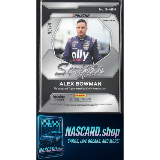 2024 Panini Prizm #S-ABN Alex Bowman Scripts Red #/75