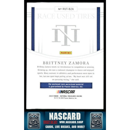 2024 National Treasures Race Used Tires Blue Brittney Zamora /75 - NASCARD.shop